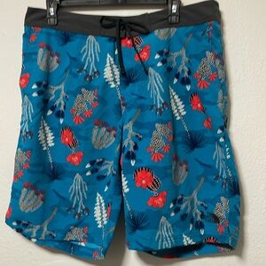 NWT The North Face Men’s Class V Shorts Blue Multi Color Print Size 34 Regular